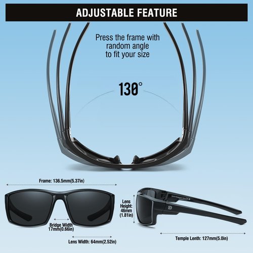 DUCO Polarized Sports Sunglasses for Men Women UV400 Protection Lightweight Frame for Fishing Driving Running F103 (Black Frame Gray Lens)