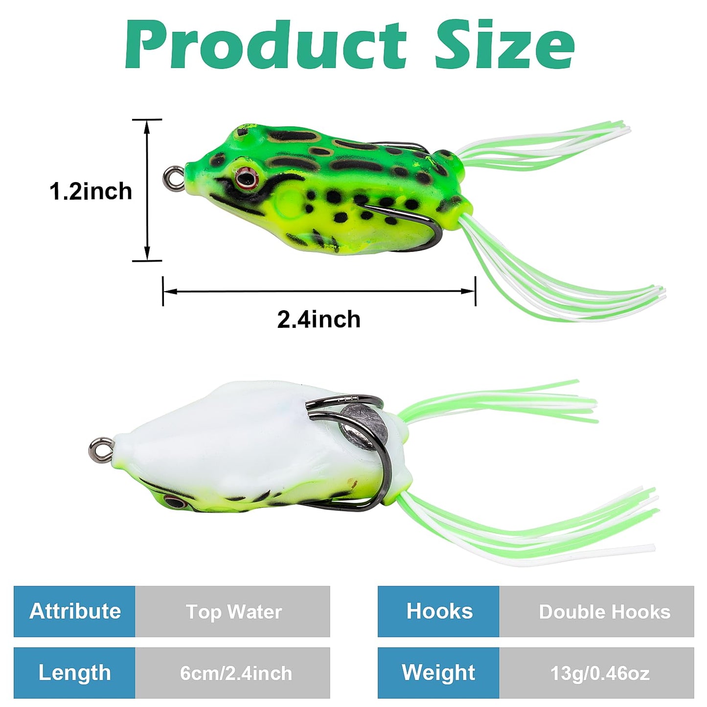 5 PCS Topwater Frog Lures Soft Silicone Fishing Lures Kit - Realistic Design Frog Swimbait with Weedless Hooks and Portable Box, Suitable for Freshwater and Saltwater Bass Fishing