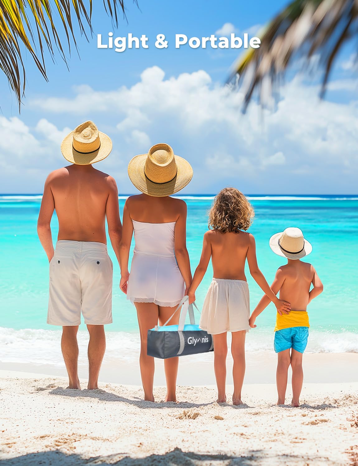 Glymnis Beach Tent Sun Shelter for 3 Person with UPF 50+ UV Protection, Lightweight & Easy Setup Beach Shade Canopy with Vent Windows & Zippered Door