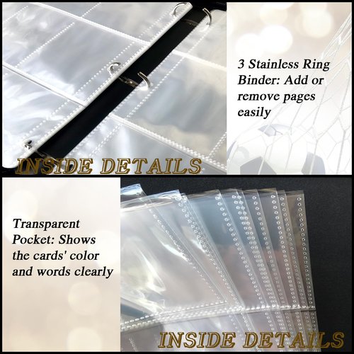 Trading Card Binder 900 Pockets, Soccer Card Binder Holder with 50 Removable Sleeves Fits 900 Sport Cards, Soccer Card Gifts Collector Album with Zipper Storage Display Case
