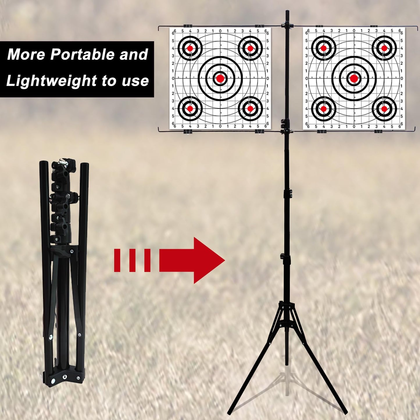 Atflbox Adjustable Paper Target Holder with 10pcs Target Papers for Outdoor, Paper Targets Stand for BB Gun, Airsoft, Airgun Backyard Shooting Practice