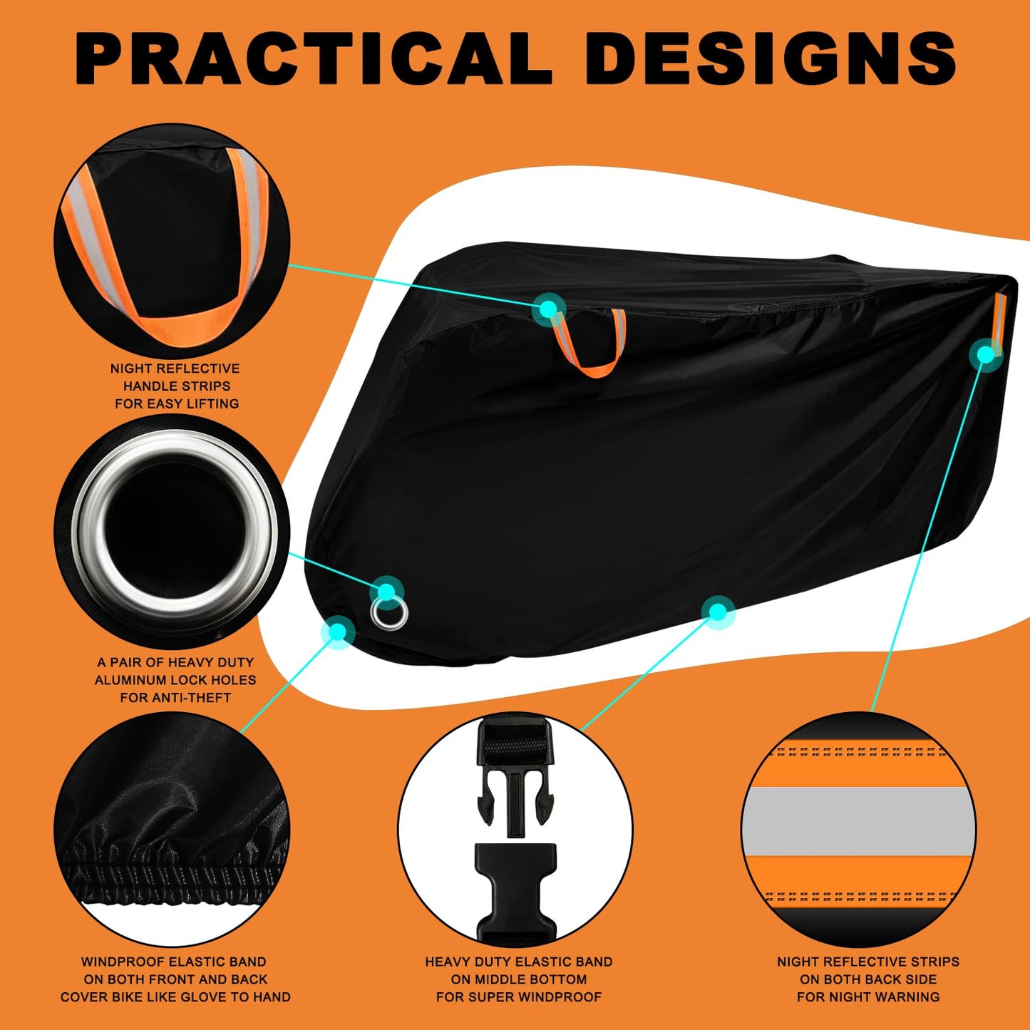 Adult Tricycle Cover Outdoor Storage Waterproof ,Heavy Duty Anti-UV 420D Tearproof Bike Covers Fit for Electric Trike,3 Wheels eTrike Bicycle, All Weather Use,Windproof Buckle,Lock Hole