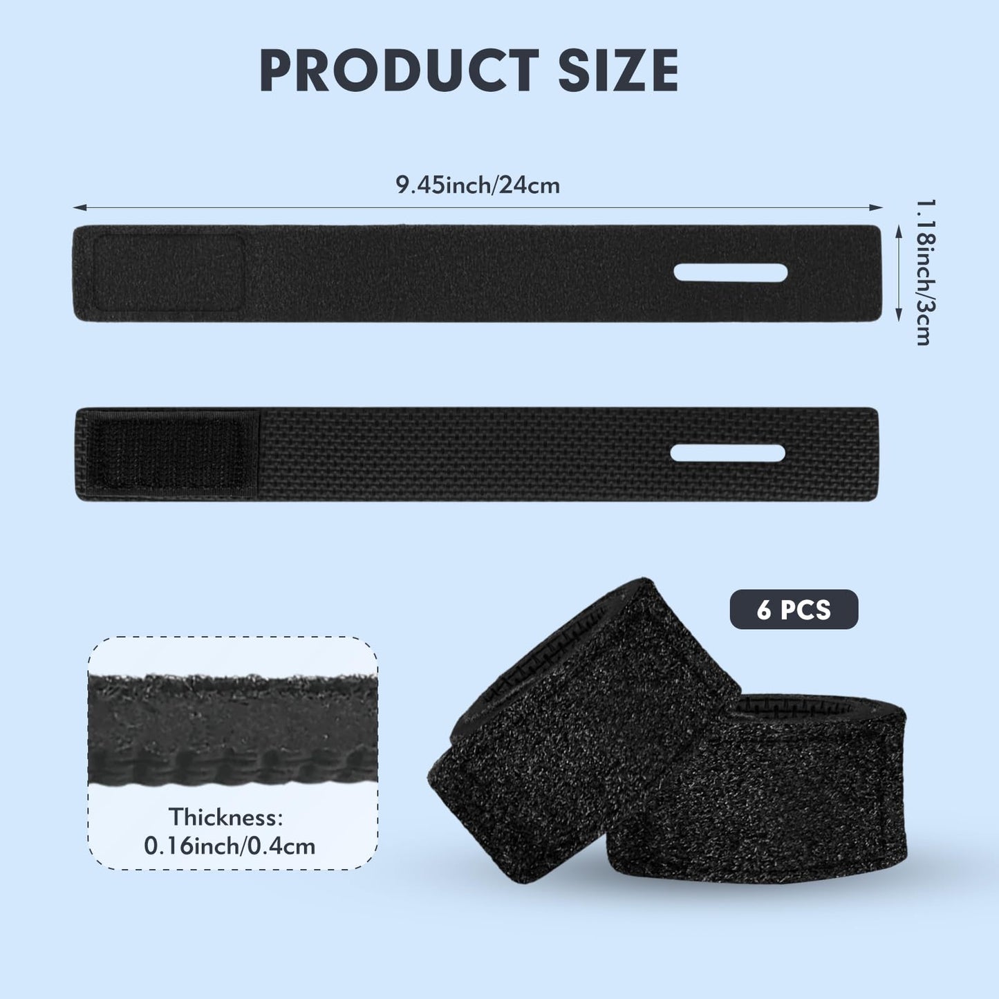 Fishing Rod Straps, 6Pcs Fishing Rod Ties Stretchy Fishing Pole Straps Fishing Rod Wrap Fishing Rod Accessories, Black