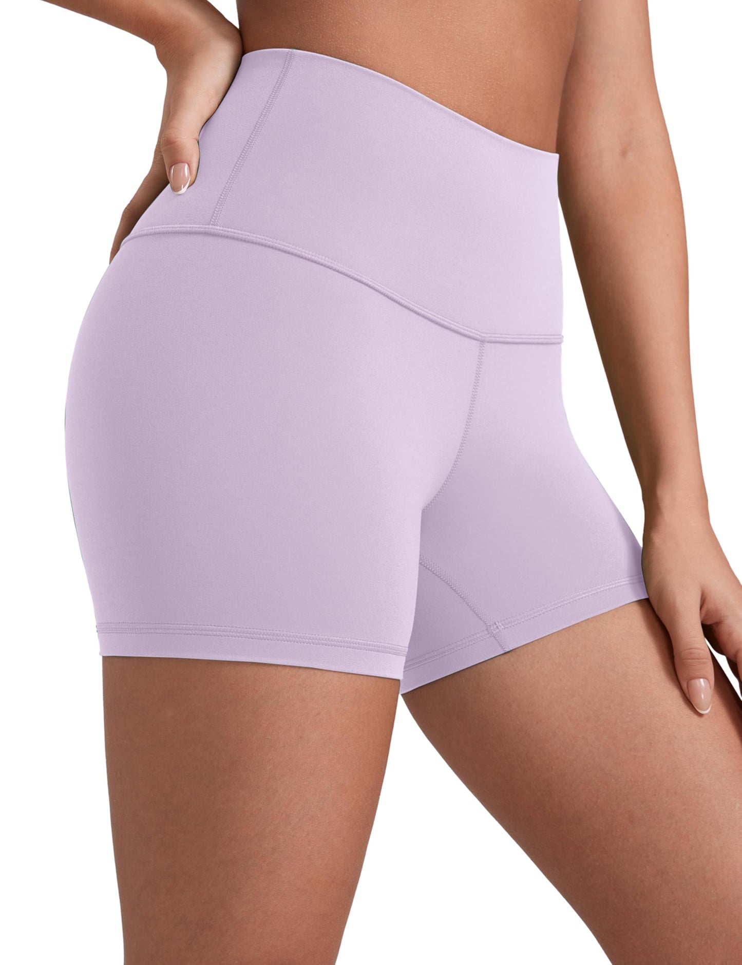 CRZ YOGA Butterluxe Biker Shorts 4'' - High Waisted Booty Workout Volleyball Yoga Womens Spandex Lilac Air Medium