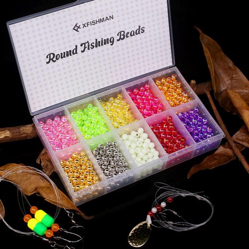 XFISHMAN Fishing Beads - 1000-Piece Assortment (5mm, 6mm, 8mm) - 10 Color Variety - Saltwater & Freshwater Ready - Trout, Salmon, Catfish, Walleye, Bass, Pike, Crappie, Perch