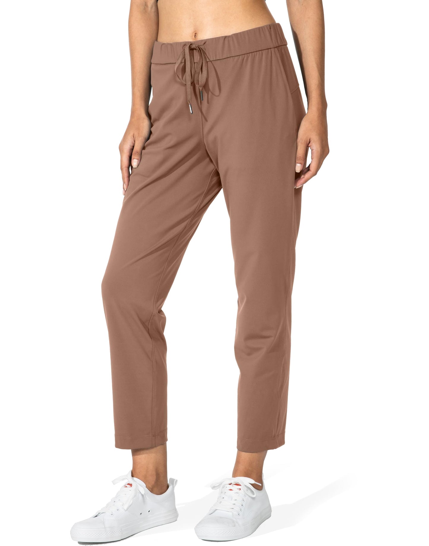 G Gradual Women's Pants with Deep Pockets 7/8 Stretch Sweatpants for Women Athletic, Golf, Lounge, Work (Mocha, Large)