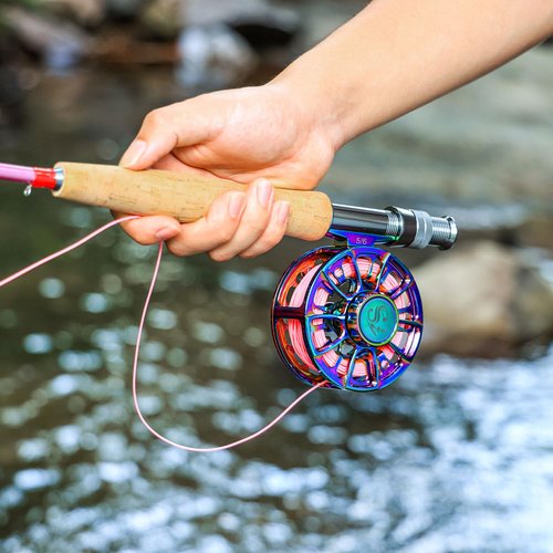 Sougayilang Colorful Fly Fishing Reel, Size 5/6,7/8 CNC-Machined Aluminum Alloy Fly Reel,Powerful Lightweight Fly Reels for Trout Fishing (5/6