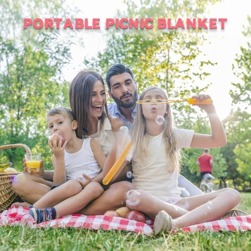 Waterproof Picnic Mat, Portable Camping Mat, Beach Mat, Foldable Waterproof Sand Mat with Straps for Outdoor Camping, Parties, Hiking, Traveling, Family Concerts (Red)