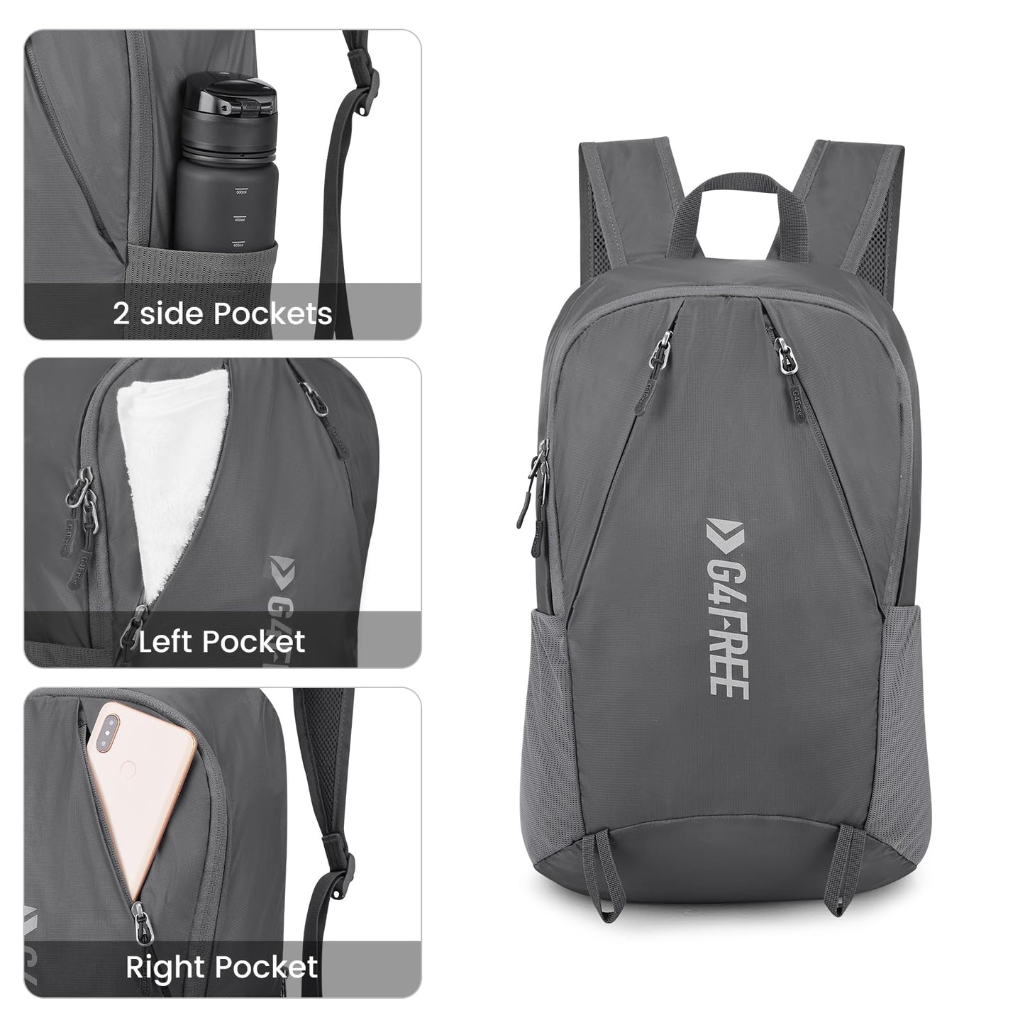 G4Free 24L Packable Hiking Backpack Lightweight Foldable Small Sport Travel Daypack Water Resistant for Women Men