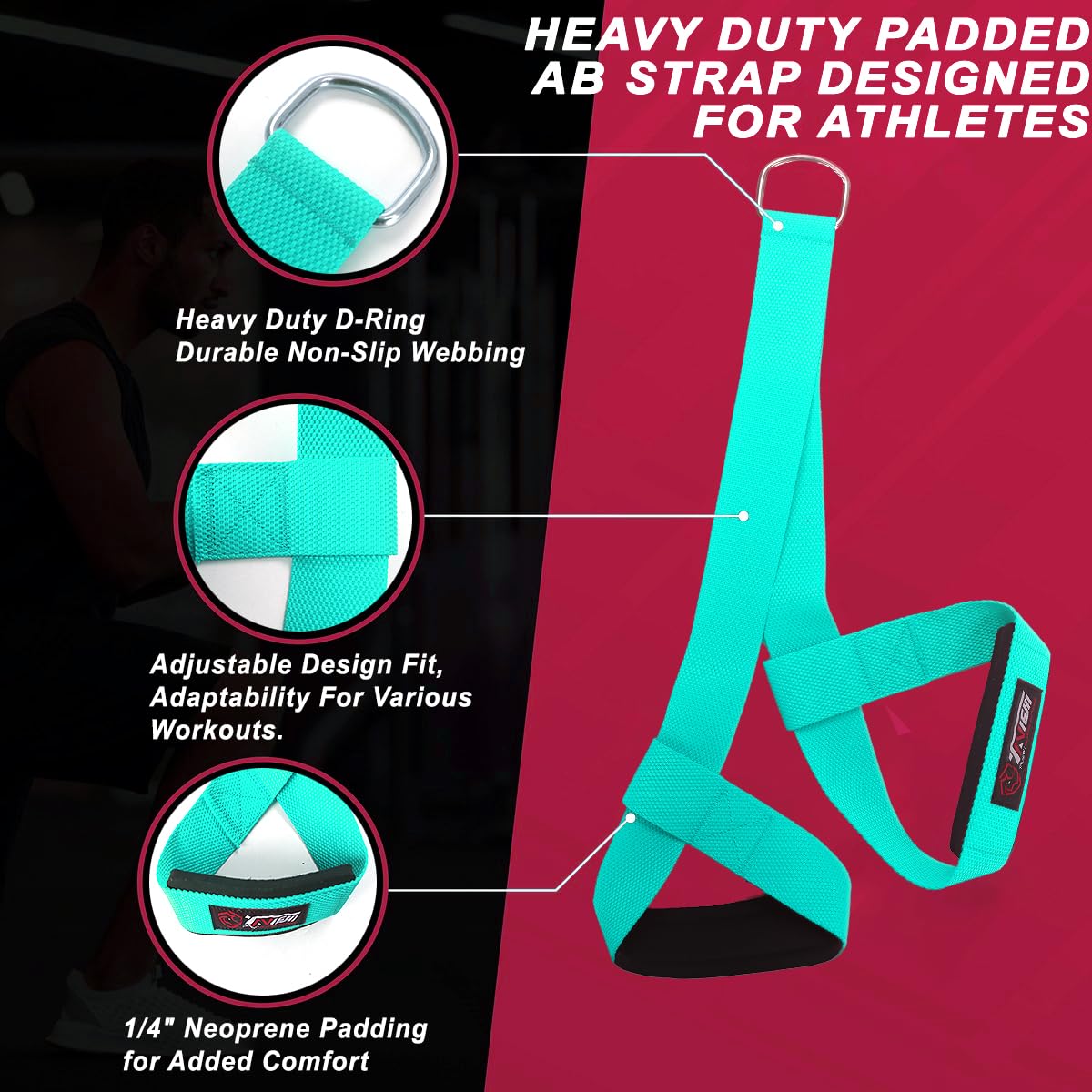 Reverse Squat AB Strap Prfect for Training Abs and Hip Flexors. Elite Speed, Jumping, and Explosiveness for men and women. (Straps for Cable Machines) Knee Protection, Leg Strength, and Deep Core.