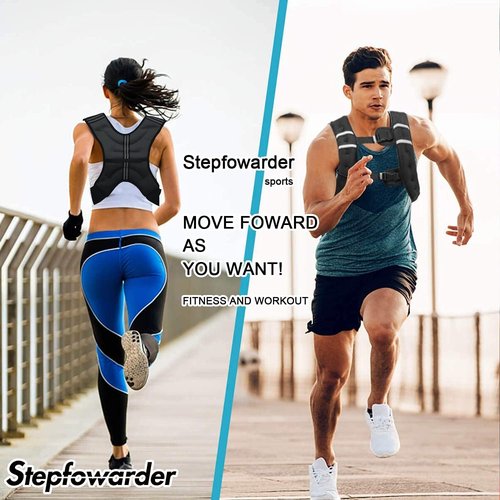 Stepfowarder Weighted Vest, 6Lbs/12Lbs Weight Vest with Reflective Stripe for Training Workout, Running, Fitness, Jogging, Cardio, Walking (12.0Lbs - Blue)
