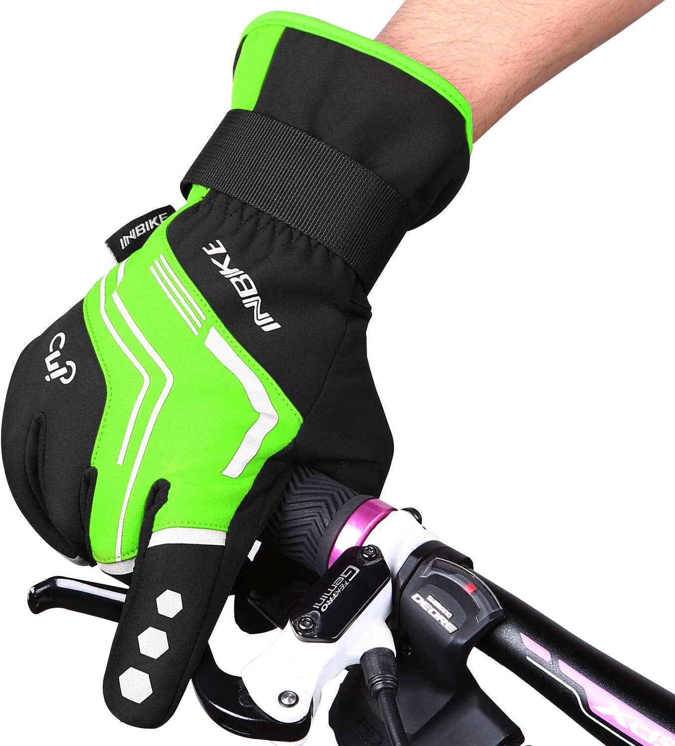 INBIKE Cycling Gloves for Men Winter Windproof Reflective Thermal Gel Pads Touch Screen