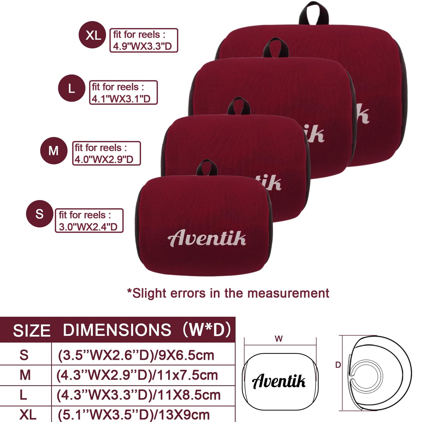 Aventik Neoprene Fishing Reel Cover Pouch Round Baitcasting Trolling Reels Storage Conventional Reel Cover Durable Soft Protection (Black/Red, XL:5.1''Width x 3.5''Diameter)