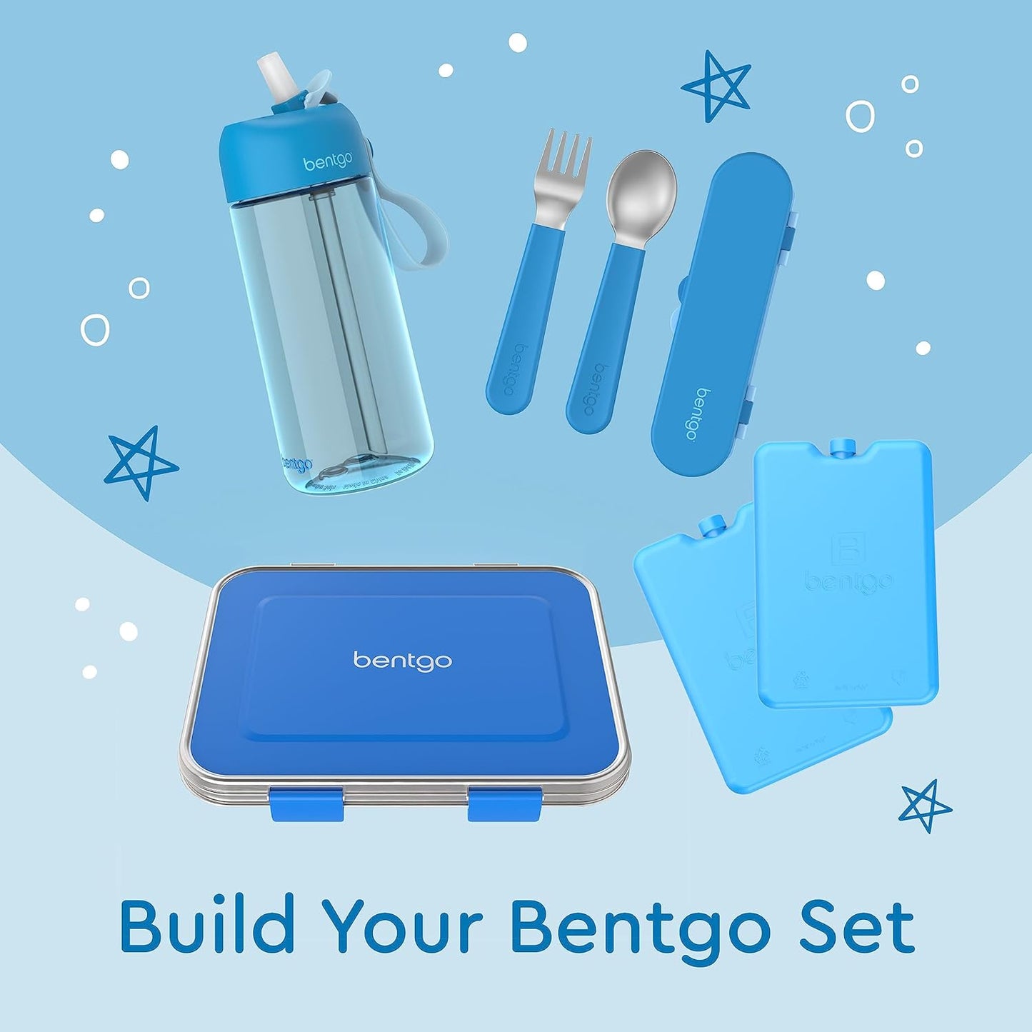 Bentgo Ice Lunch Chillers - Ultra-Thin Ice Packs Perfect for Everyday Use in Lunch Bags, Lunch Boxes and Coolers - 4 Pack (Blue)