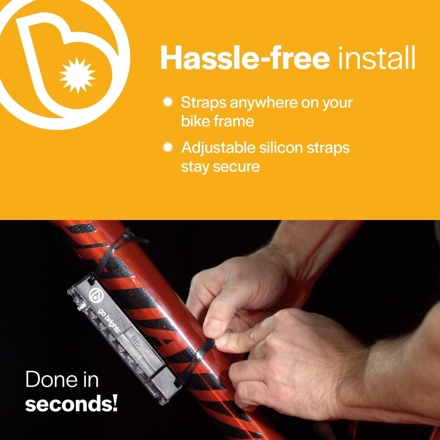 GoBrightz LED Bike Frame Light - Night Riding Underglow Light Bar with 4 Modes - Cool Bicycle Lights for Kids & Adults