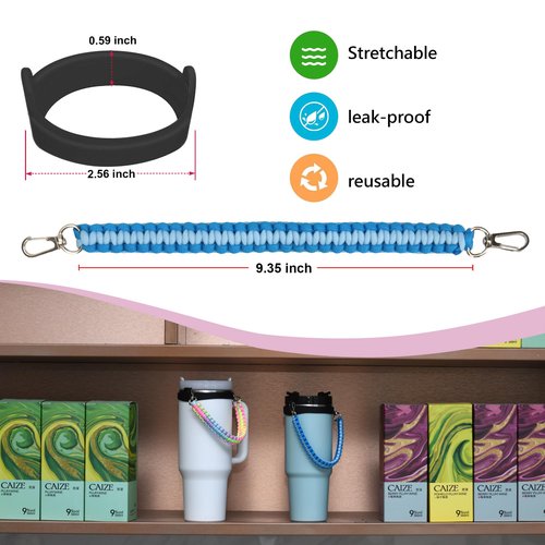 Wongeto Water Bottle Handle Strap - Compatible with Stanley Water Bottle - Paracord Handle for Stanley Cup Accessories(Ocean)