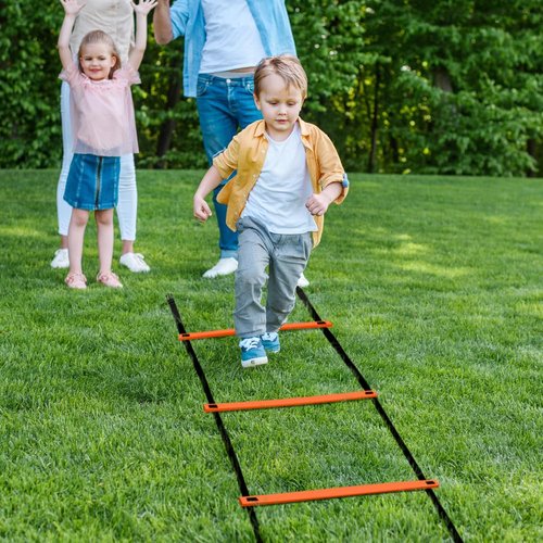 GHB Pro Agility Ladder 2 Pack Agility Training Ladder Speed 12 Rung 20ft with Carrying Bag (Orange and Green)
