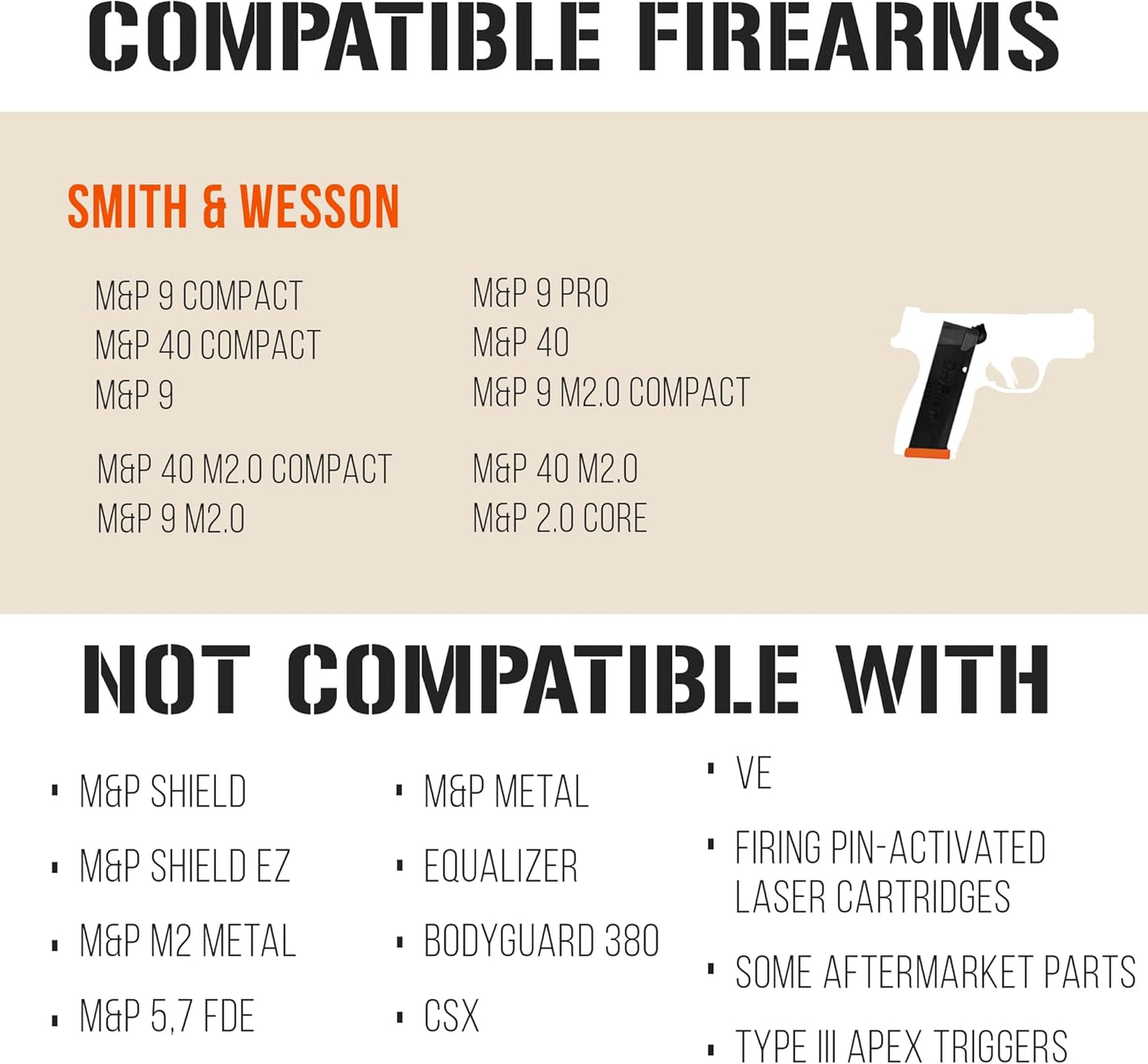 for Smith & Wesson M&P | NOT Compatible with Laser Cartridges, M&P Shield, Shield EZ,
