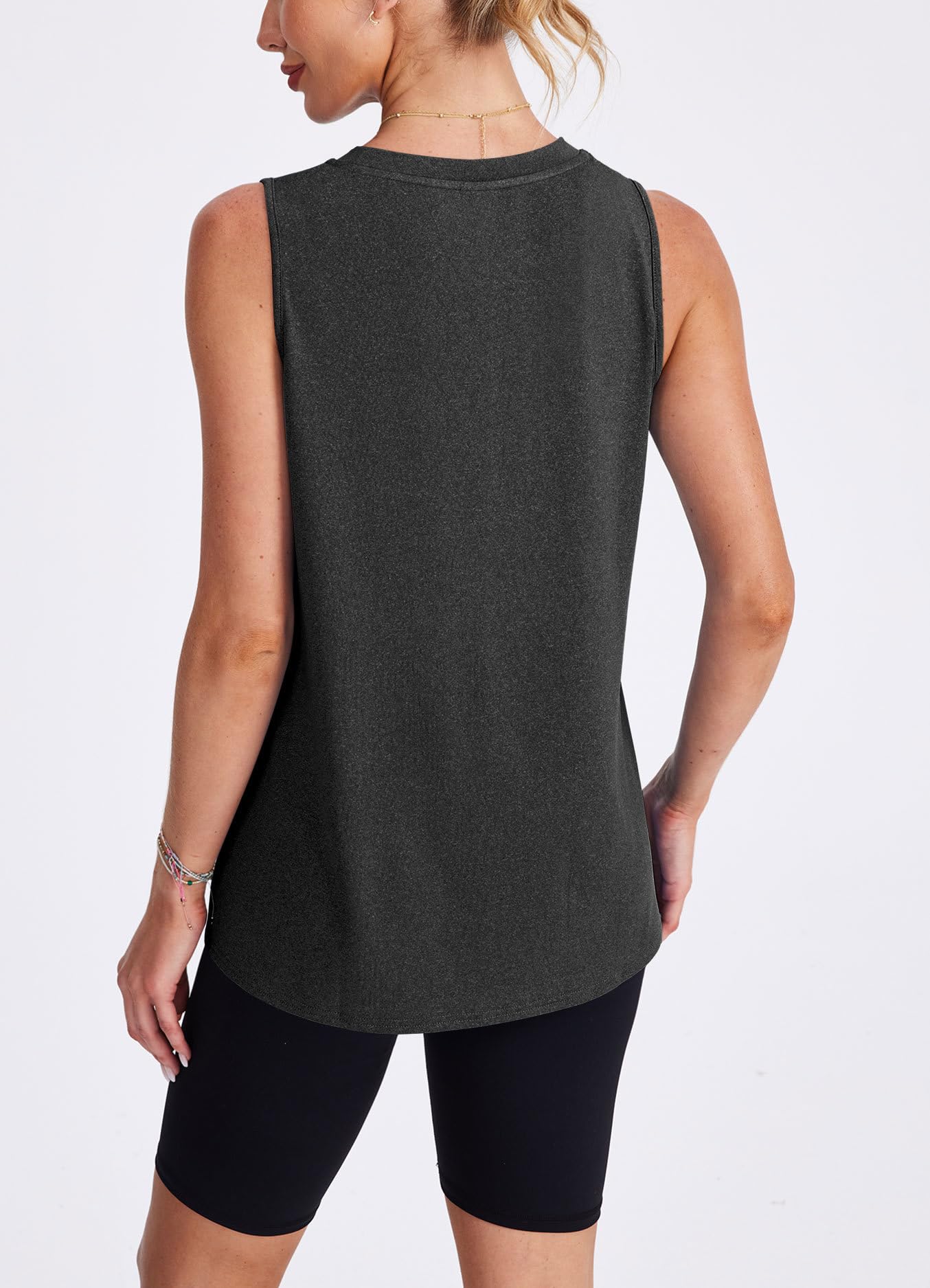 XIEERDUO Womens Workout Tank Top High Neck Tops Sleeveless Running Shirts Loose Fit Yoga Athletic Gym Sports Black 2XL