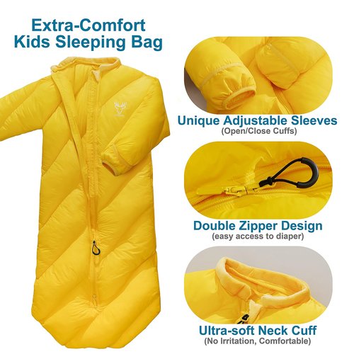 AZITREK T40 Toddler Sleeping Bags Boys Girls |Ages 2-4| Puffy Kids Sleeping Bag Camping Sleepovers |up to 46 in| Lightweight Compact Comfort for Indoor Outdoor | Machine Washable (Autumn)