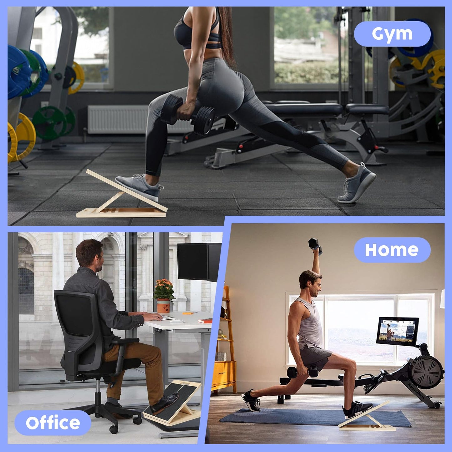 AURGOD Calf Stretcher Portable Wooden Slant Board for Calf Stretching, 5 Adjustable Angles Incline Board, Load 220 lbs Physical Therapy Equipment for Squats, Exercise, and Leg