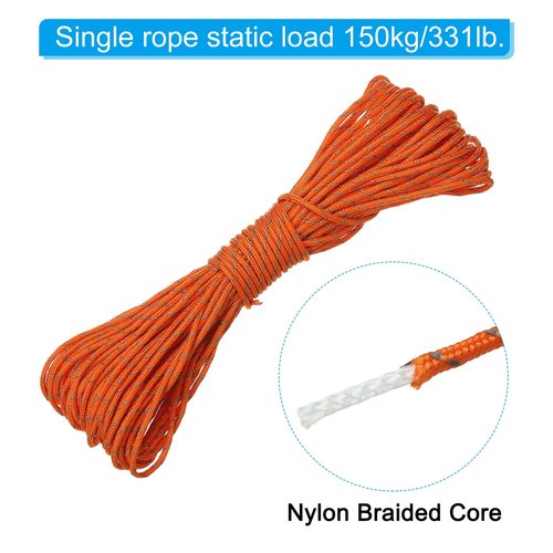 PATIKIL 65 Feet Reflective Guyline Camping Paracord, 2mm Tent Cord Guyline Rope Nylon Paracord Rope for Camping Tent Tarp Hiking, Orange (20M)