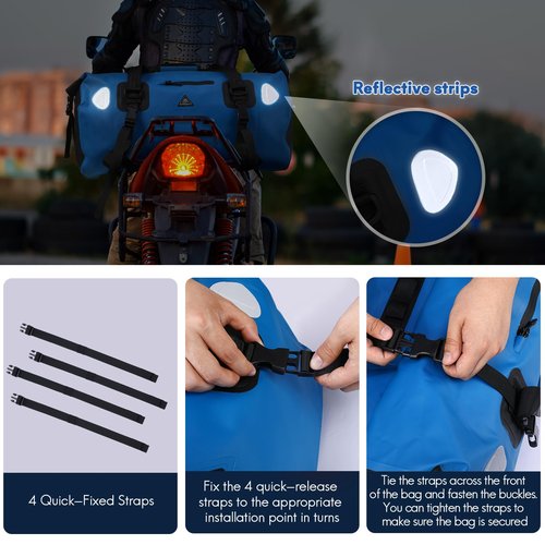 Haimont Waterproof Duffel Bag Roll-top Dry Duffle Bag with Quick-fixed Straps for Motorcycle, Raft, Boat, SUP, Kayak, Travel,70L,Light Blue