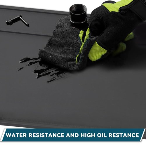 Klola Rifle Shotgun Gun Cleaning Mat Large, Magnetic Gun Cleaning Mats for All Guns, Anti-Slip Rifle Gun Mat with Organizer Parts Tray, Protective Workbench Cleaning Pad Inch Ruler,Grey