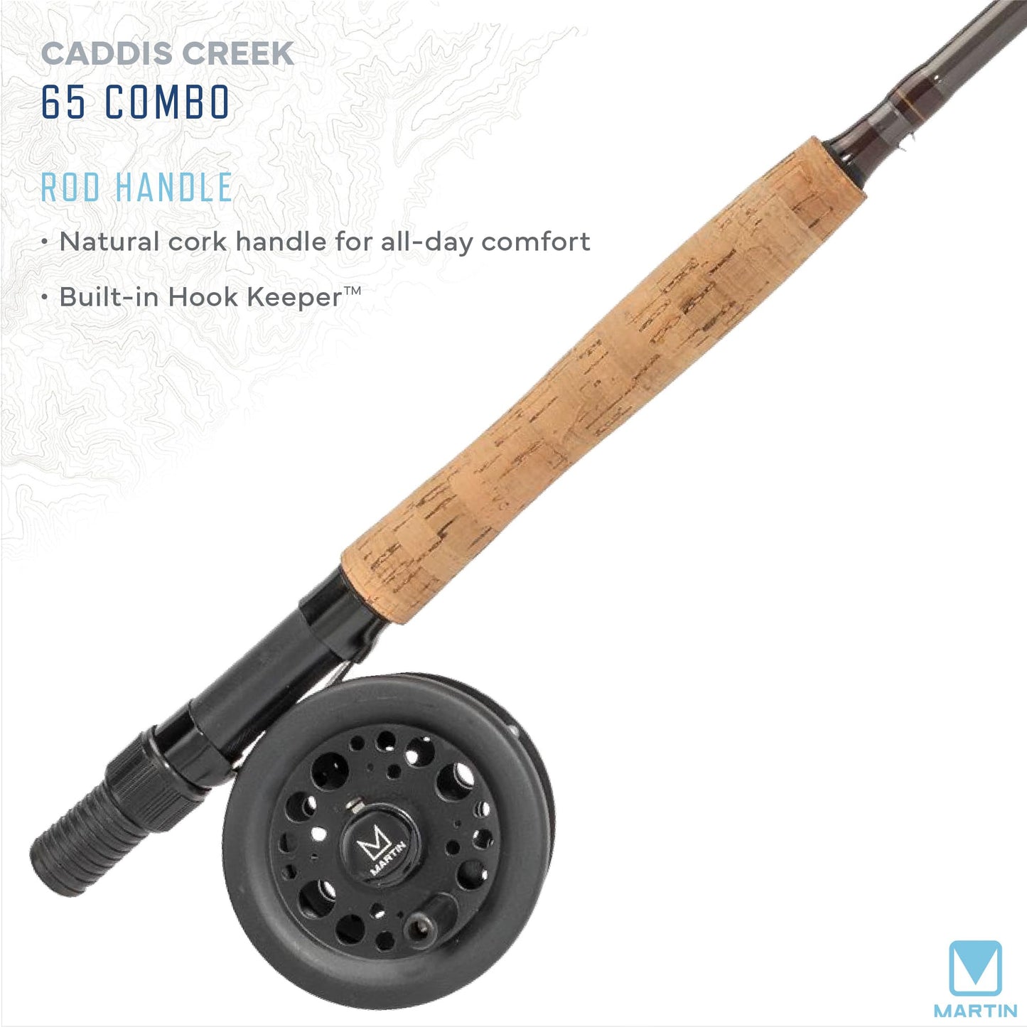 Martin Caddis Creek Fly Fishing Rod and Reel Combo, 5/6-Weight 9-Foot 2-Piece Fiberglass Rod, Moderate Fast Action, Single Action Fly Reel, Aluminum Frame and Spool, Interchangeable Retrieve, Brown