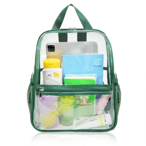 Mildbeer Small Clear Backpack, Stadium Approved 12x12x6 Clear Backpack for Women with 2 Bottle Holders for Festival Concert Sports Events