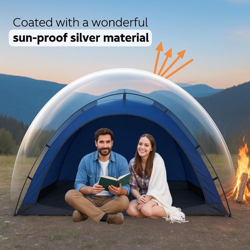 ROFFT 2-Person Pop-Up Camping Tent – Instant Setup, Water-Resistant, Lightweight Dome with Dual Mesh Doors & Extensible Porch – Ideal for Beach, Hiking & Backpacking (Blue)