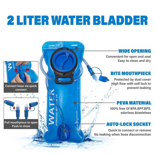 Insulated Hydration Backpack Pack with 2L Water Bladder Lightweight 22L Hiking Backpack Bag for Women Men Daypack for Hiking Running Festival Camping Biking (Teal)