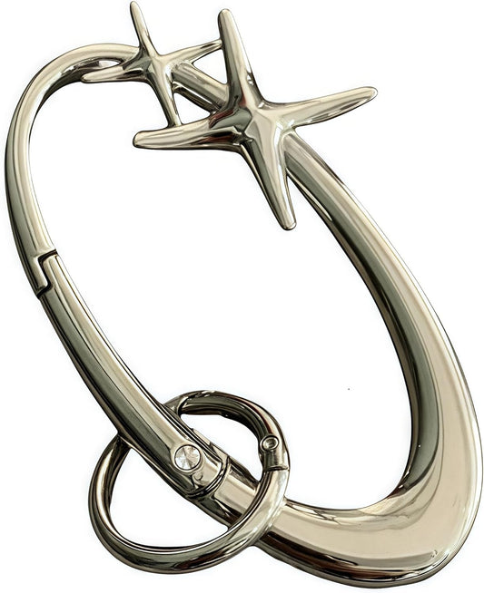Starlight Y2K Metal Heavy Shiny Carabiner Belt Loop Accessory Belt,Star Silver Carabiner Keychain,Matte Chrome Karibiner, Gift her