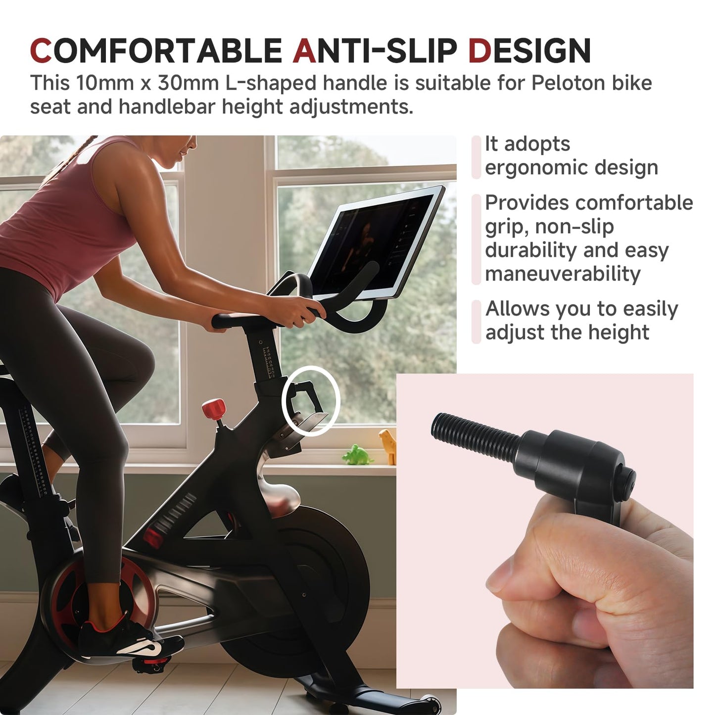 MUGLFPT Exercise Bike Seat and Handlebar Height Adjustment Handle Replacement Part - Compatible with Peloton Bikes, Adjustable Alloy L-Shaped Handle Accessory for Seat and Handlebar Height Adjustment
