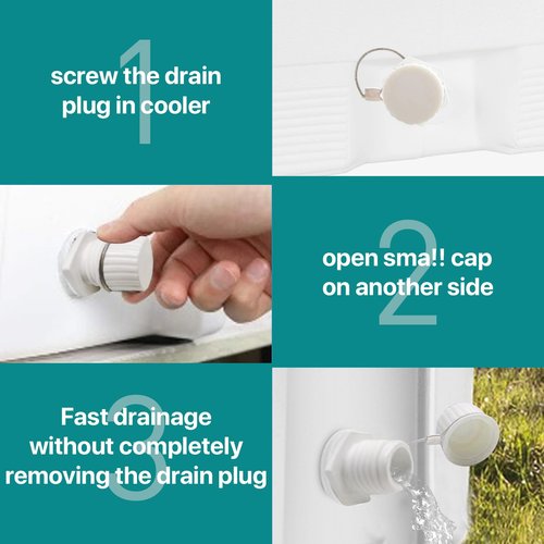 Upgraded Cooler Drain Plug Replacement Parts, Stainless Steel Threaded Drain Plug with Tethered Cap, Compatible with Igloo 50-165 Qt Coolers