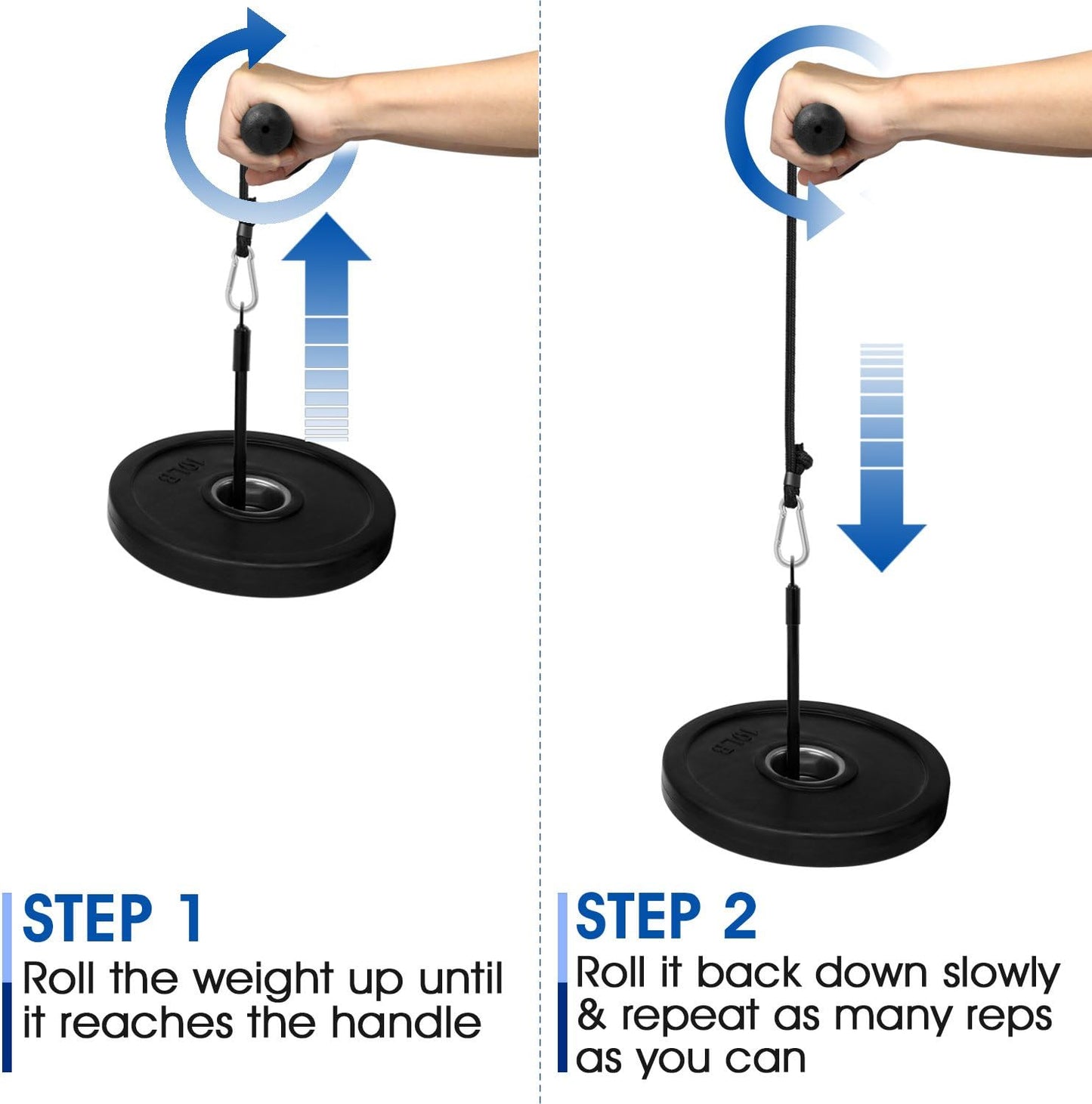 Yes4All Wrist and Forearm Blaster - Wrist Roller & Forearm Roller for Training, Workout - Wrist/Arm Blaster - Fit 1-inch Standard & 2-inch Olympic Weight Plates