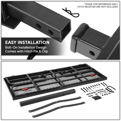 DNA MOTORING RHC-8315 Folding Hitch Mount Cargo Carrier Rack Rear Luggage Basket for 2" Hitch Vehicles,59" x 24" x 14"