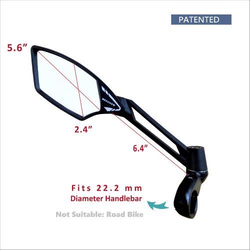 MEACHOW NEW Handlebar Bike Mirror, Scratch Resistant Glass Lens, Ultra-HD, E-bike Mirror, Bicycle Mirror, Rotatable Safe Rearview Mirror, (Silver Left Side) ME-011LS