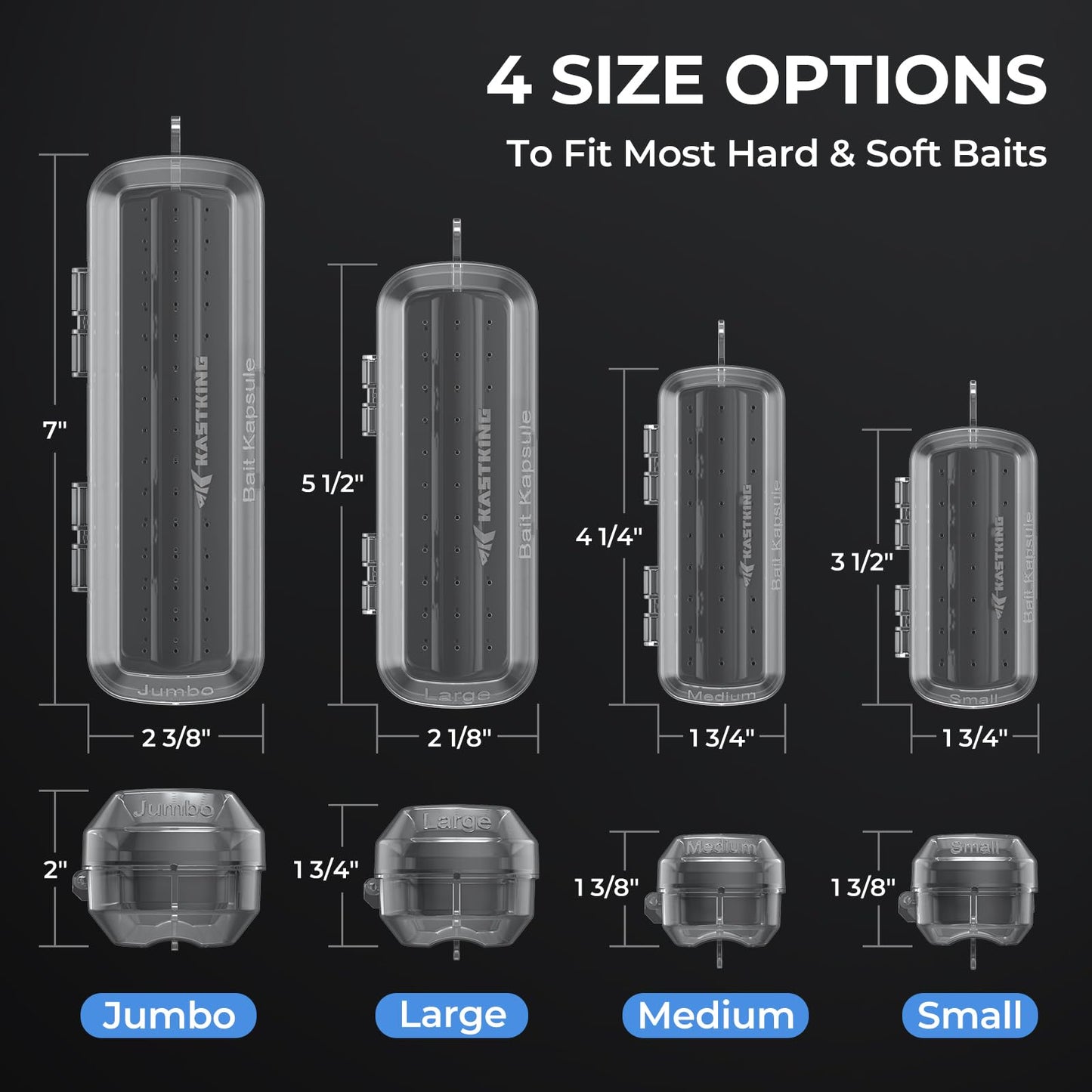 KastKing Bait Kapsule – Lure Cover with Vent Holes, Protects Hooks, Multiple Sizes (S, M, L, Jumbo,Drop Shot) - Multiple Attachments for Freshwater & Saltwater Fishing Gear. Patent Pending.
