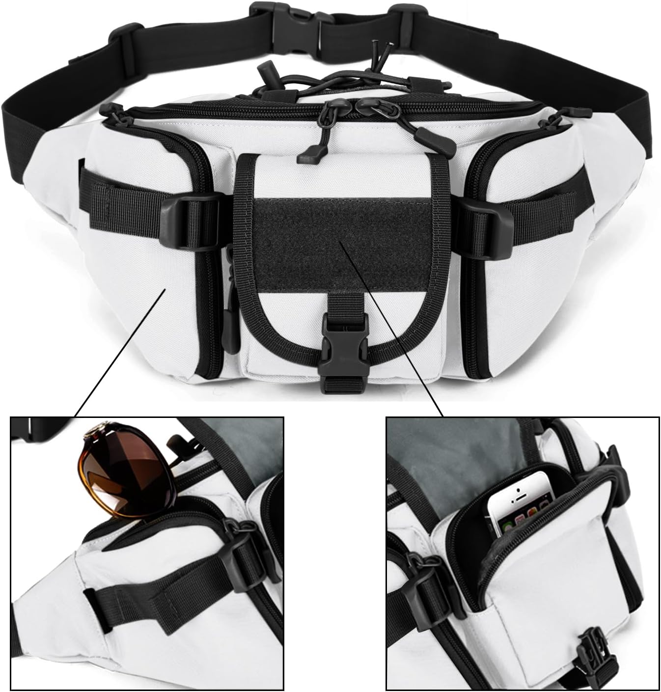 ArcEnCiel Tactical Fanny Pack for Men Waist Bag Hip Belt Outdoor Hiking Fishing Bumbag with Patch