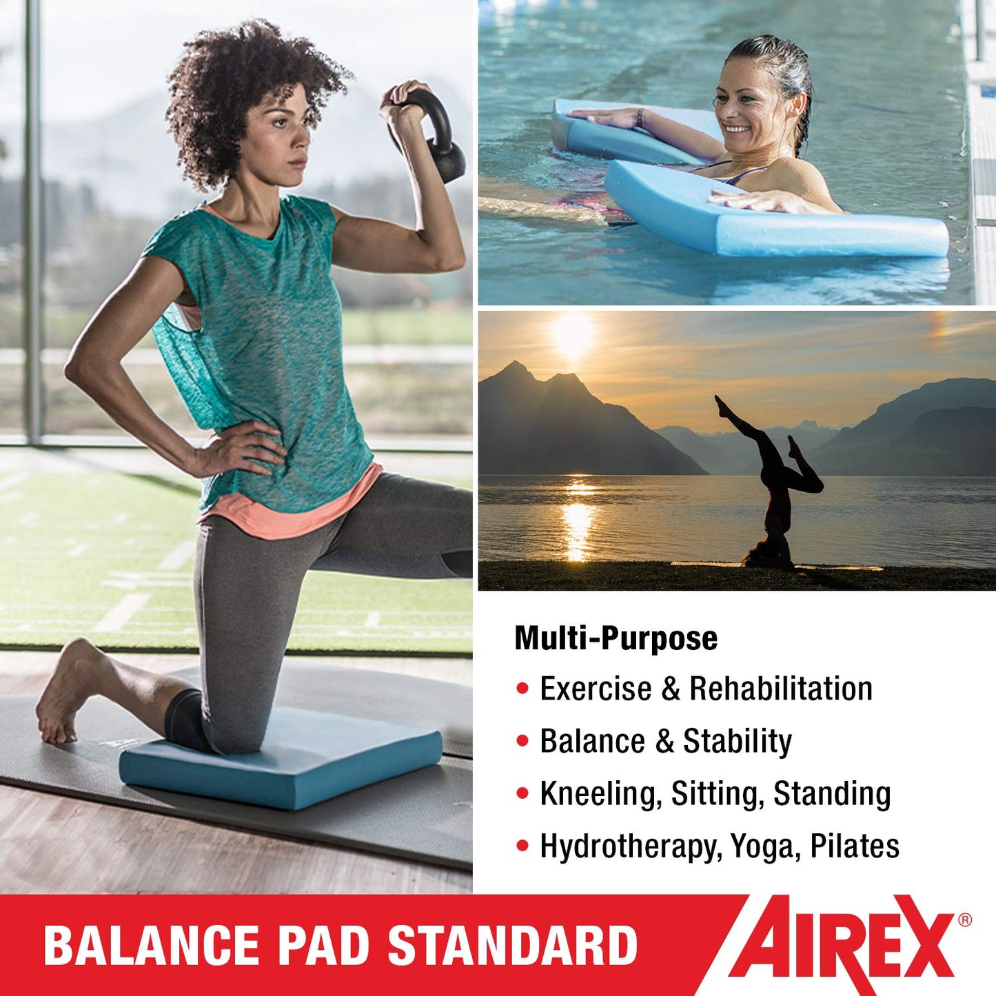 Airex Balance Pad Foam Board Stability Cushion Exercise Trainer for Balance, Stretching, Physical Therapy, Mobility, Rehabilitation and Core Strength Training 16 x 20 x 2.5, Blue