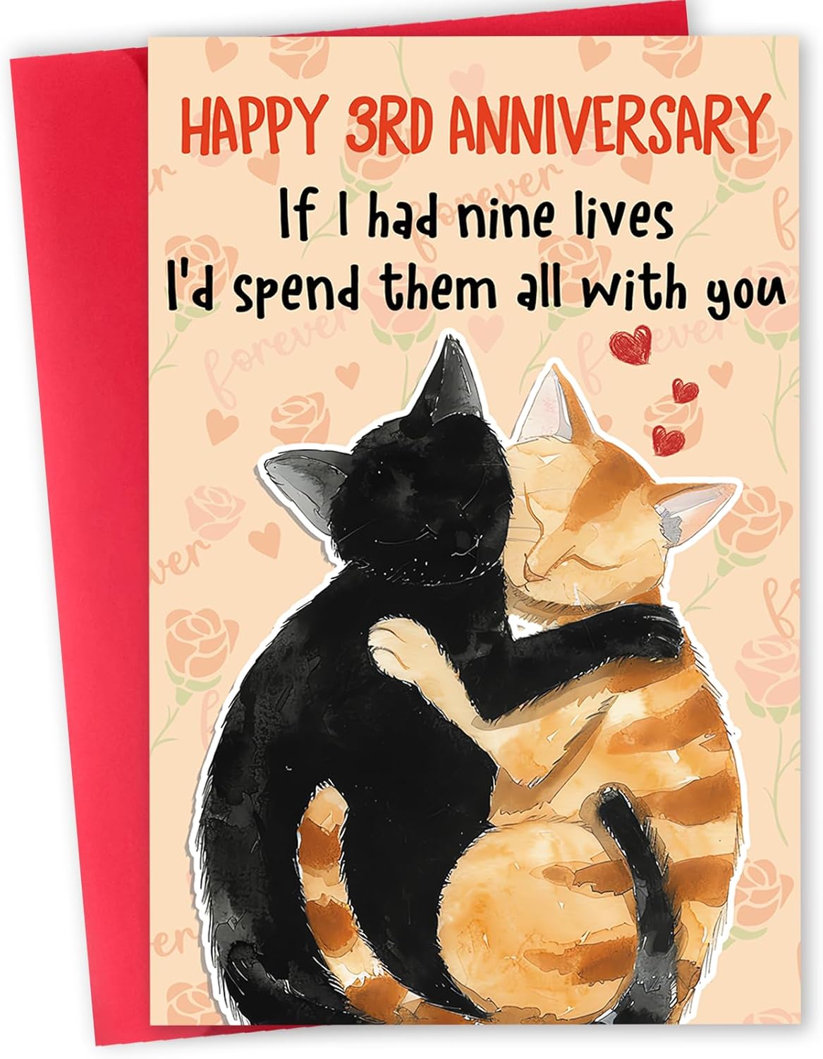 Funny 3rd Anniversary Card for Men Women, Romantic 3 Year Anniversary Card Gifts for Him Her, Cute 3rd Weeding Card for Husband Wife Boyfriend Girlfriend