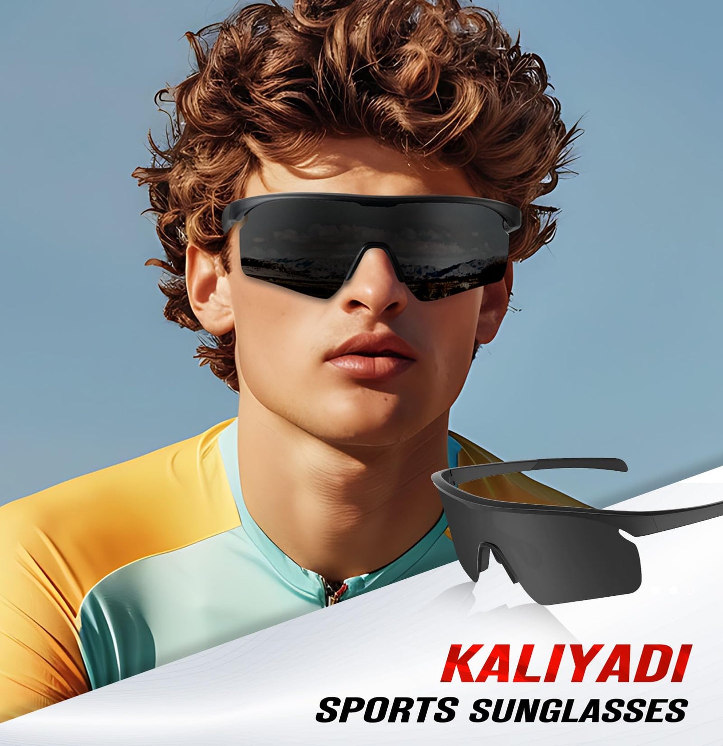 KALIYADI Sports Sunglasses-Men Polarized Mens-Sunglasses: Running Sun glasses Men Women Polarized UV Protection for Cycling