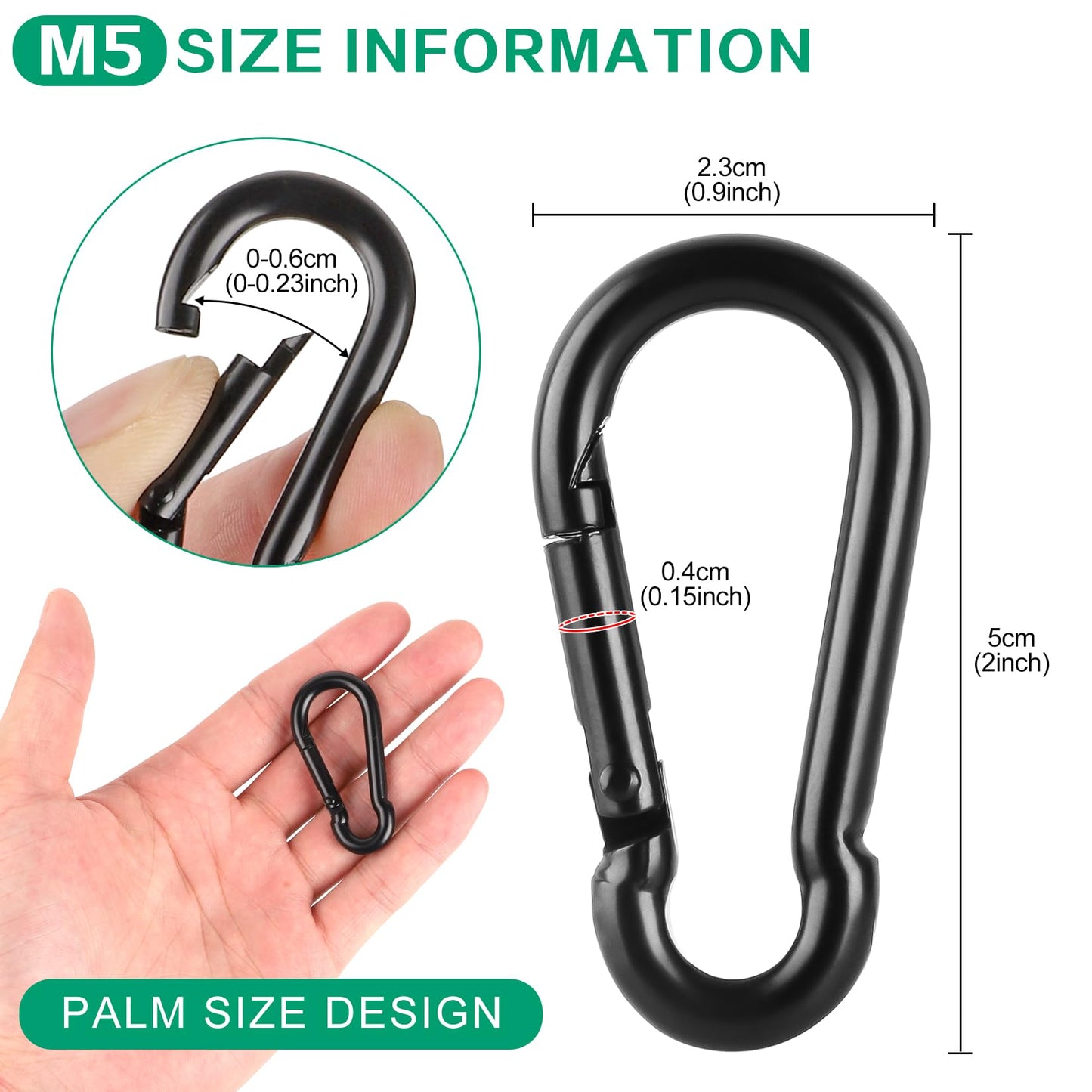 12Pcs Spring Snap Hooks, 2” Carabiner Clip, 150lbs Heavy Duty Rope Connector, Carabiners Keychain for Indoor & Outdoor, Camping, Potted Plants, Pet Leash, Fishing,