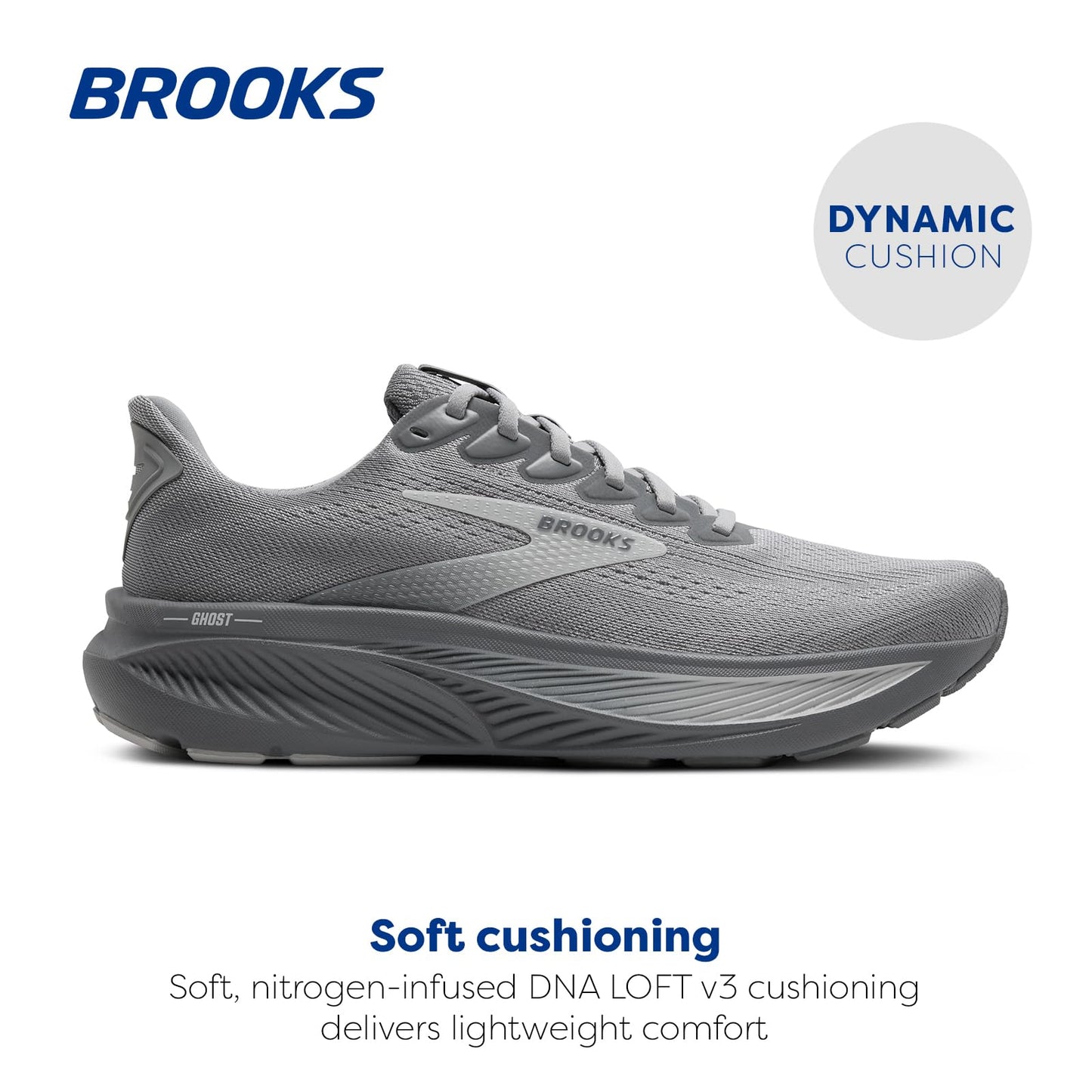 Brooks Men’s Ghost 17 Neutral Running Shoe - Primer Gray/Oyster Mushroom - 9.5 Wide
