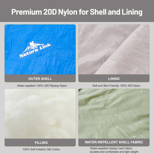 Nature Link Lightweight Mummy Sleeping Bag 2.87lbs, Backpacking Sleeping Bag 42℉-55℉, Nylon Shell and Lining, Compact, Ultralight Sleeping Bag for Backpacking Camping Hiking
