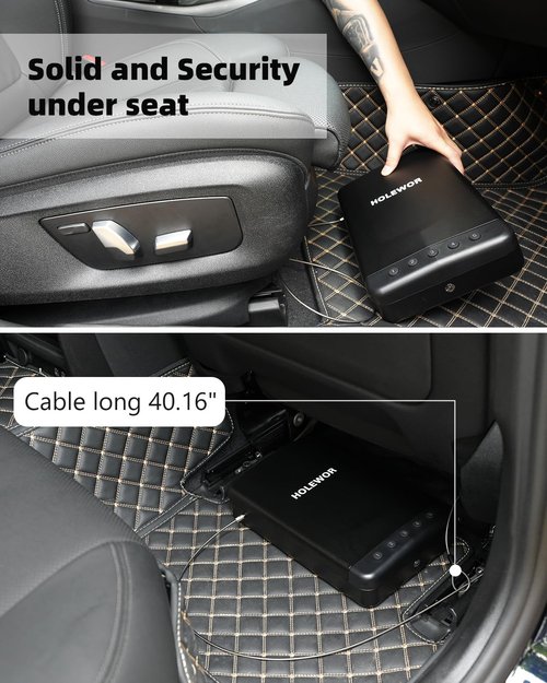 HOLEWOR Pistol Safe Car Gun Safe Small Handgun Case Quick Release Portable Keypad Gun Lock Box for Nightstand, Bedside, Vehicle Under Seat, Drawer