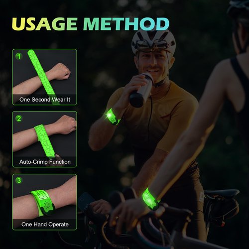 Xeiophoy LED Armband Rechargeable, 2 PCS 2024 Version LED Armbands for Night Running Cycling Walking Jogging, High Reflective Running Gear Adjustable Light Up Bands for Men Women and Kids, Green