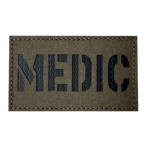 Infrared Medic First Aid EMT EMS Paramedic Body Armor Tactical Patch Hook-Fastener Backing (Ranger Green)