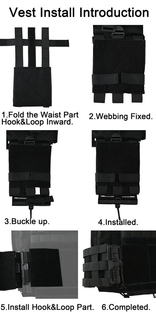 tactifans 2 Pack MOLLE Vest Quick Release Buckle Set Quick Disconnect Cummerbund Adapters Single Point MOLLE Removal Buckle Nylon with Hook and Loop for JPC CPC NCP XPC 420 Vest (Black)